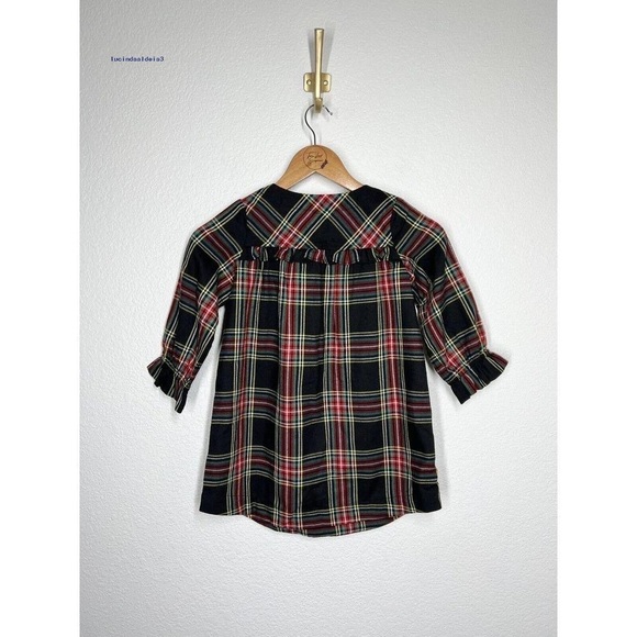 J. Crew Toddler Girl Size 5 Tartan Plaid Nightgown Sleep Dress Flannel Holiday - Picture 2 of 4